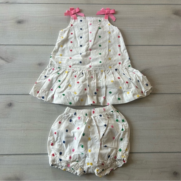 Hanna Andersson Other - Hanna Andersson White Polka Dot Top & Bloomers Set Outfit
